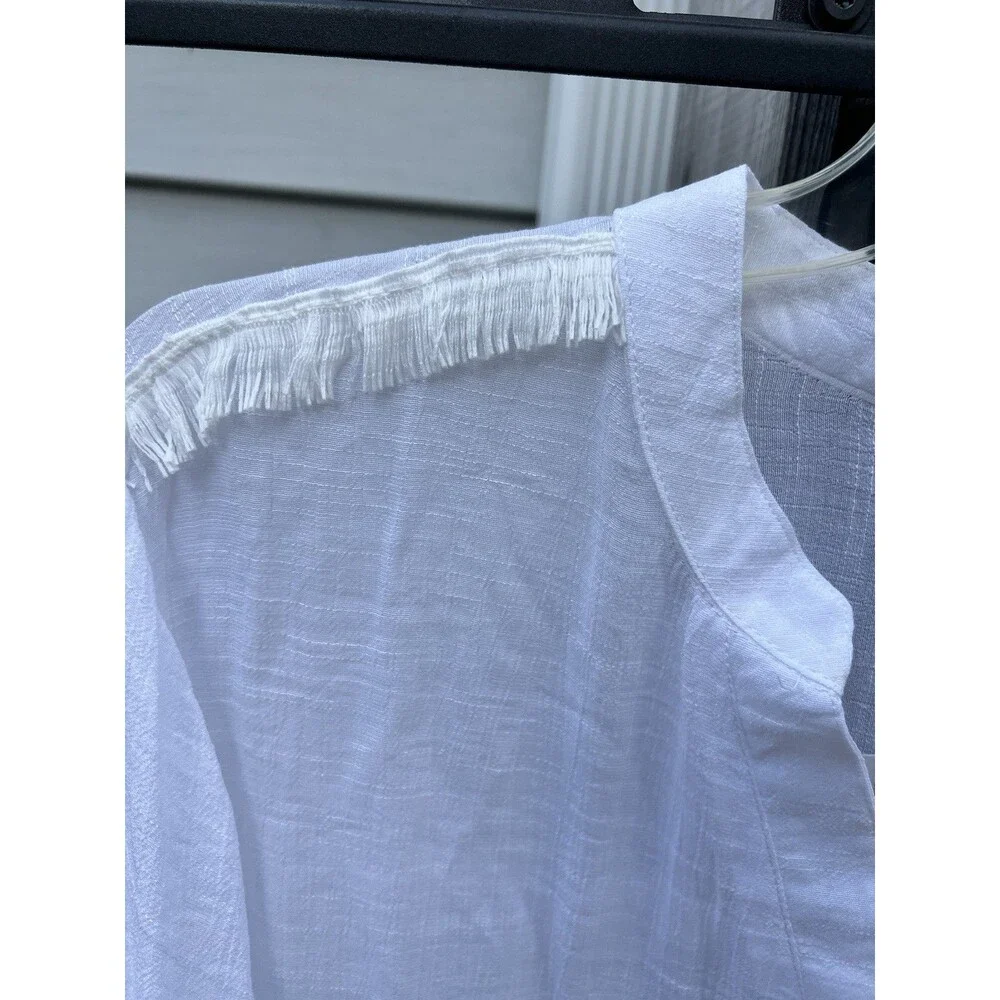 LuLaRoe Women’s Coastal Fringe Trim Cover Up Resort Collection Size 2XL White